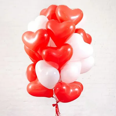 🎈 Воздушные шары сердца красно-белые 🎈: заказать в Москве с доставкой по  цене 171 рублей