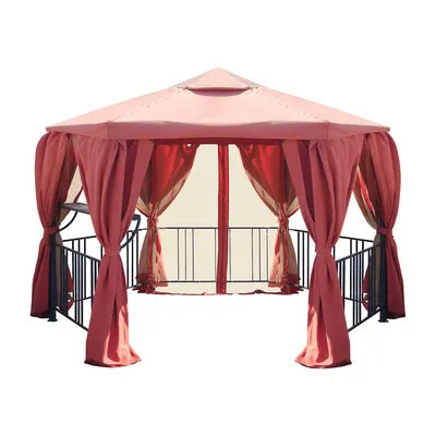 Беседка Elitleto 12: беседка-шатер для дачи с плетеными из полиамида  вставками.