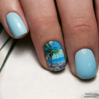 Морской маникюр | Beach nails, Pink acrylic nails, Beachy nails