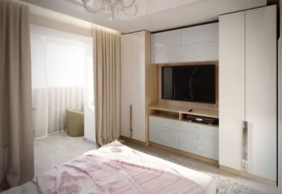 Большой белый встроенный шкаф в гостиной во всю стену до потолка с  телевизором - на заказ в Москве