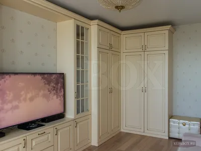 Шкаф стенка в спальню под телевизор на заказ в Санкт-Петербурге
