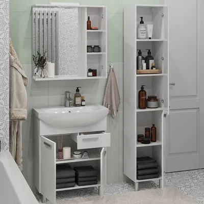 Купить Зеркальный шкаф для ванной комнаты подвесной SanStar Аура 60 белый