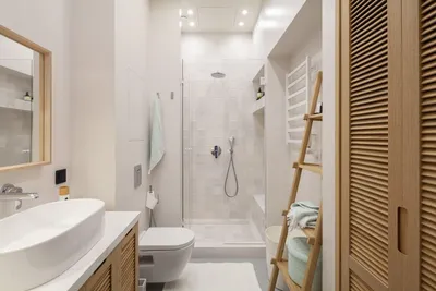 Зеркало-шкаф для ванной комнаты с распашными дверцами и парящей подсветкой  снизу - на заказ в Москве
