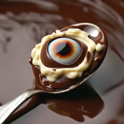 Шоколадный глаз лежит на десертной …» — создано в Шедевруме