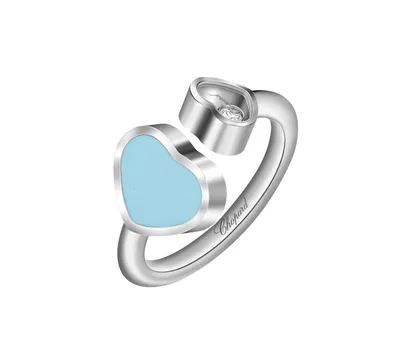 Кольцо Happy Hearts Chopard Happy Diamonds 829482-1410, белое золото,  бирюза, плавающий бриллиант | Mercury