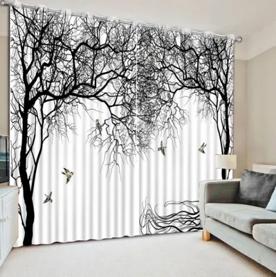 Черно-белые шторы - 75 фото примеров стильного дизайна