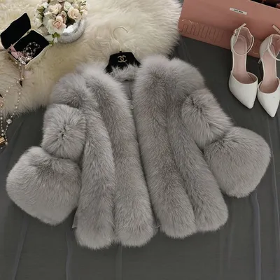 Original Fur company Шуба из искусственного меха в имитации рысь