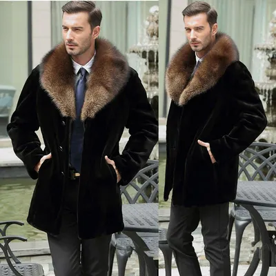 Купить Осенне-зимняя новая норковая шуба мужская из цельной норки средней  длины, кожаное пальто из норки, большая теплая шуба из искусственного меха  | Joom
