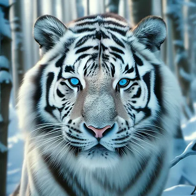 Белый сибирский тигр идет по лесу…» — создано в Шедевруме