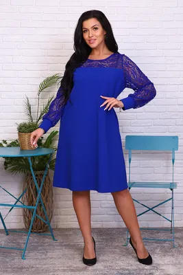 Купить свободное синее платье с кружевом Натали в Комсомольск-на-Амуре арт.  10281, интернет-магазин KOKETTE