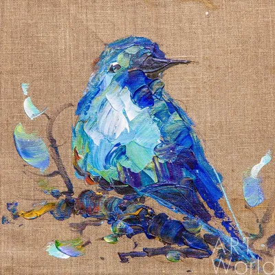 Картина маслом \"Синяя птица счастья N4\" 30x30 JR210612 купить в Москве