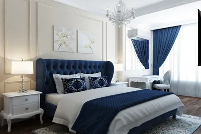 Бело-синяя спальня | Дизайн спален, Интерьеры спальни, Дизайн