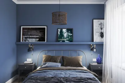 Синяя спальня с гардеробной — Roomble.com