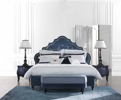 Спальня - gfr/135. Дизайнерская синяя спальня в стиле ар деко от фабрики  Gianfranco Ferre