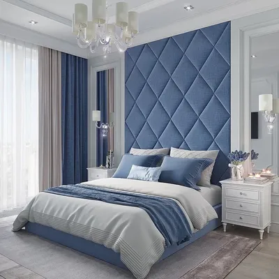 Спальня - gfr/134. Классическая синяя спальня с белым кожаным креслом от  фабрики Gianfranco Ferre