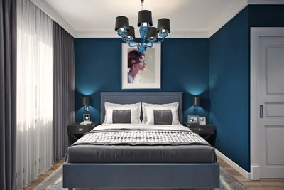 Фото из статьи: Синяя спальня с гардеробной