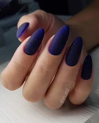Синие матовые ногти (34 фото)