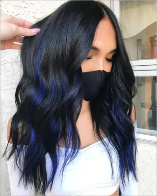 Синие пряди на черных волосах фото 78 фото