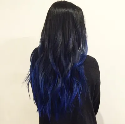 Синие мелирование на черных волосах (74 фото)