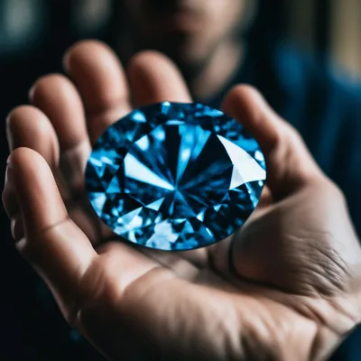 Огромный синий бриллиант в руке …» — создано в Шедевруме