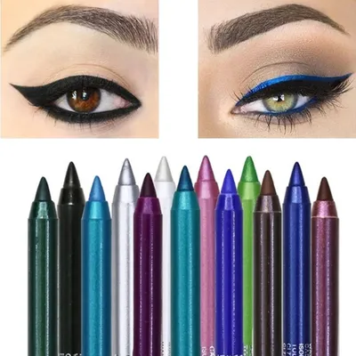 Карандаш-подводка для глаз, стойкий водостойкий пигмент, синий коричневый  черный, модная женская косметика для макияжа глаз, 14 цветов | AliExpress
