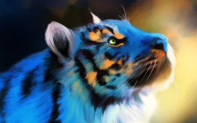 Древний синий тигр выползает из …» — создано в Шедевруме