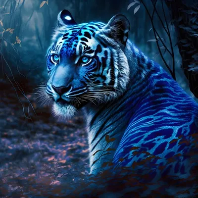 Купить картину «Синий тигр» c дикими животными, акрилом на холсте, в стиле  поп-арт, Елена Саченко | KyivGallery