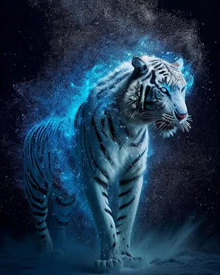 Иллюстрация синий тигр 2022 в стиле персонажи | Illustrators.ru