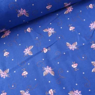 Ситцевая ткань с сиреневыми цветами на синем, ш. 80 см (ID#1253741756),  цена: 48 ₴, купить на Prom.ua