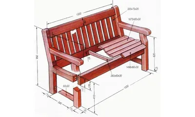 Лавочка садовая 1,8м - Чертежи, 3D Модели, Проекты, Интерьер и мебель