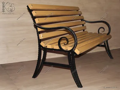 Садовая скамейка без спинки из металла и дерева купить Москва, СПБ, РФ