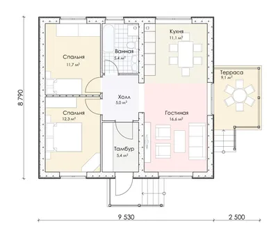 Проект дома 9 х 9 метров с террасой | Архитектурное бюро \"Беларх\" -  Авторские проекты планы домов и коттеджей