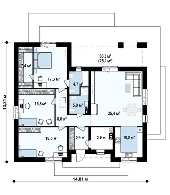 Проект дома из бруса 6х6 с мансардой: планировка 6 на 6