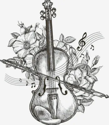 Рисунок карандашами скрипка, …» — создано в Шедевруме