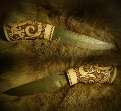 Нож Лань из дамасской стали, рукоять и ножны рог лося | «Старая кузница» -  интернет-магазин ножей в Москве