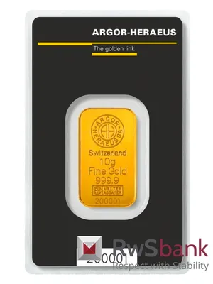 Слиток золота 10 г Argor-Heraeus (новый) , цена 28 400 грн | Goldrwsbank