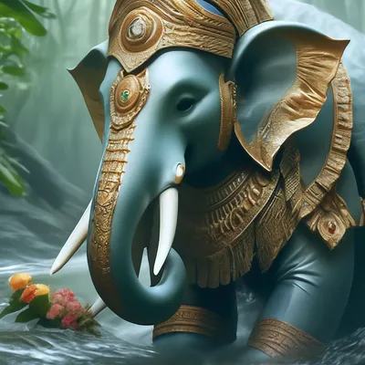 Ганеша бог реалистичный портрет иллюстрация индуистского бога слона |  Премиум Фото