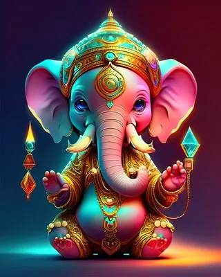 Мудрый слон ганеша яркие цвета …» — создано в Шедевруме