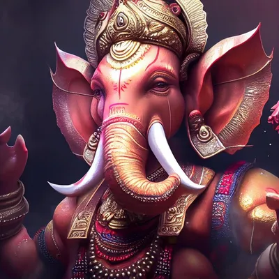 Ганеша бог реалистичный портрет иллюстрация индуистского бога слона |  Премиум Фото