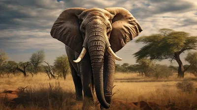 Купить картину Слон с бивнями на желтом фоне на стену от 530 руб. в DasArt