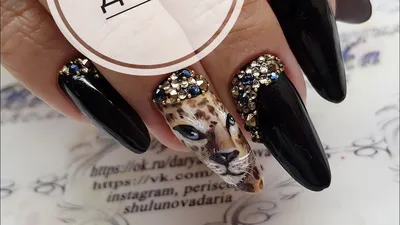 Complicated nail design. Realistic leopard drawing tutorial on nails.  Modern Russian almond - YouTube