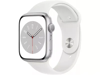 Купить в магазине Смарт-часы Apple Watch Series 8 GPS 45mm Silver Aluminum  Case with White Sport Band - S/M (MP6P3)