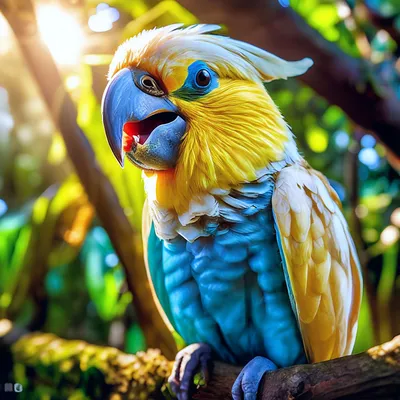 Криповый смешной попугай какаду, …» — создано в Шедевруме