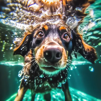 Подводная фотография черной собаки под водой Стоковое Фото - изображение  насчитывающей шутка, праздник: 271502776