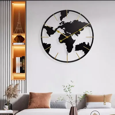 Современные настенные часы с изображением крыльца, круглая кованая железная  карта мира, модные настенные часы | AliExpress