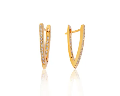 Современные золотые серьги с бриллиантами 0.36ct – купить за 27 500 ₽ в  интернет-магазине Mister Diamond с бесплатной доставкой
