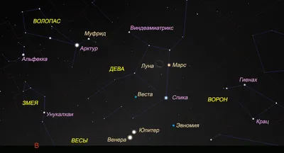 Туманности М8 «Лагуна» и М20 «Тройная» в созвездии Стрельца