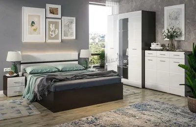 Спальня Вегас (Венге/Белый глянец) купить в Хабаровске по низкой цене в  интернет магазине мебели