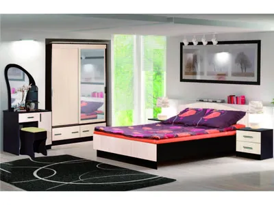 Спальня № 1 Стандарт с кроватью 1800 с ящиками Венге - купить в  интернет-магазине Mebstyling.ru