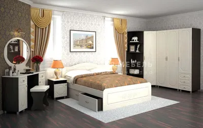 Спальный гарнитур Фиеста с угловым шкафом купить в Брянске по цене 48 990 ₽  в магазине мебели НОНТОН.РФ